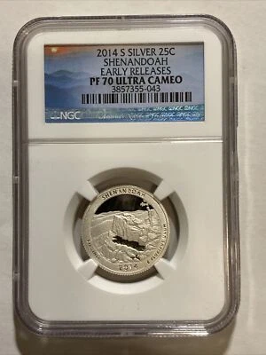 2014-S NGC 25C Silver ATB Quarter Shenandoah Early Release PF70 Ultra Cameo - Image 1 of 2