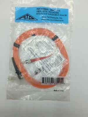 Allen Tel GBMFT-D2-03 Multimode OM1 Duplex MTRJ(F) to ST Fiber Optic Patch Cord - Image 1 of 4