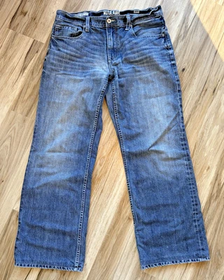 Мужские джинсы Reclaim с пряжкой 34R 34x32 (35x29) расслабленные бутлег синие выцветшие усатые - Изображение 1 из 4