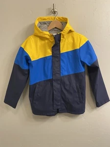 Spotted Zebra Boys Girls Size Large (10) Blue Stripe Hooded Rain Coat - Picture 1 of 21