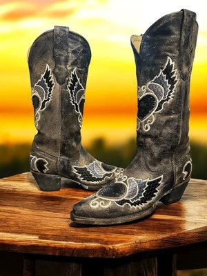 Corral Women's Cowboy Boots Leather Angel Wings Sequins Heart Size 6.5 M - Image 1 of 4