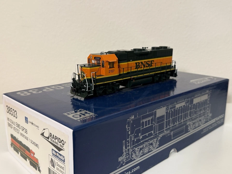 Rapido Trains BNSF 2157 EMD GP38 DCC & Sound HO Scale ESU Heritage 1 38533 - Image 1 of 4