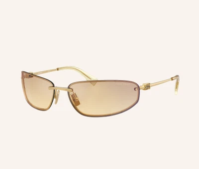 Miu Miu MU A50S 5AK7RI Shield Sunglasses 130mm – Gold Frame Yellow Gradient Lens - Image 1 of 4