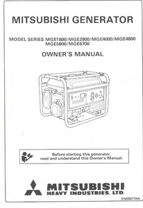 Manual del propietario del generador Mitsubishi MGE1800 MGE2900 MGE4000 MGE4800 - MGE6700 - Imagen 1 de 2
