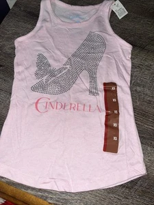 Disney Cinderella butterfly glass slipper glitter Sz Xs tank top pink NWT - Picture 1 of 6