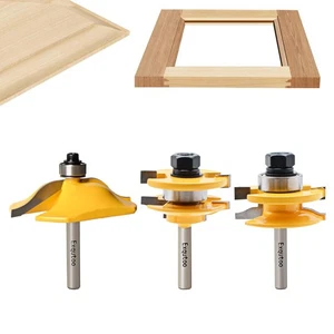 3PCS 1/4" Shank Router Bit Set, Raised Panel Cabinet Door Making Router Bits,... - Picture 1 of 7
