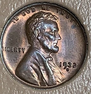 1932d  Lincoln Cent, Nice original Red Brown UNC coin - Picture 1 of 5