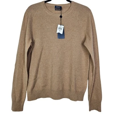 NUEVO Suéter Polo Ralph Lauren XL Lavable Cachemira Marrón Camel Clásico Mínimo Foto 1 de 4