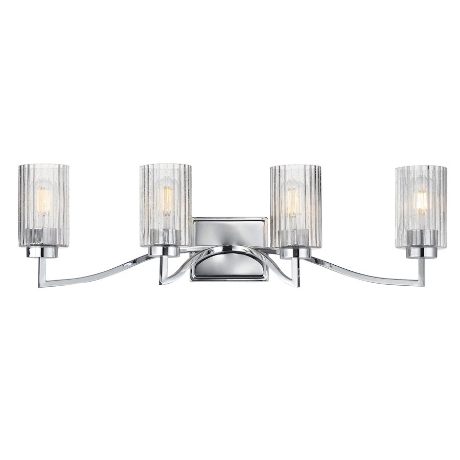 Tocador de baño Maxim Lighting Rigata 4 luces, níquel/claro acanalado - 21374CRPN Foto 1 de 1