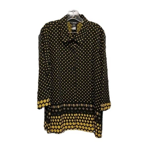 Ali Miles - Size XL - Black And Gold Polka Dot Artsy Tunic w/ Back Buttons - Foto 1 di 14