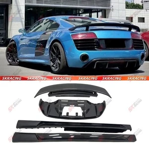 Carbon Fiber Side Skirts Rear Diffuser Spoiler Wing Kits For Audi R8 V10 08-15 - Foto 1 di 44