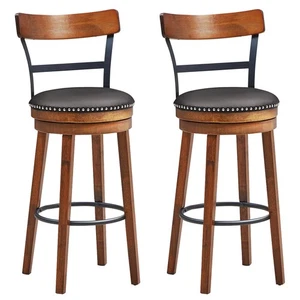 Set of 2 BarStool 30.5" Swivel Pub Height Dining Chair with Rubber Wood Legs - Picture 1 of 12