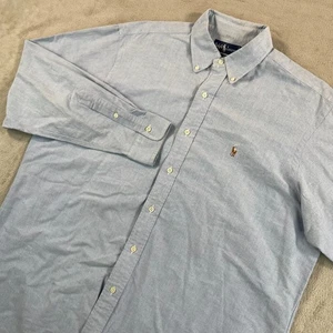 Camisa Oxford Polo Ralph Lauren Vintage Hombres 16.5 35 Grande Azul OCBD Carne Pony - Imagen 1 de 9