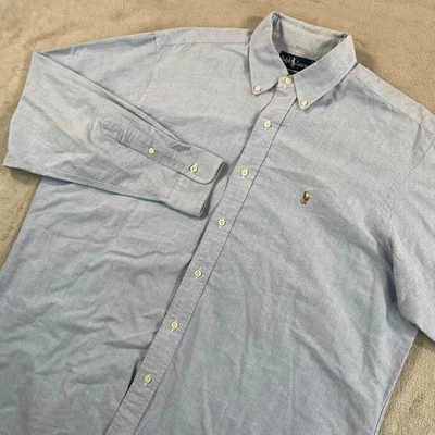 Camisa Oxford Polo Ralph Lauren Vintage Hombres 16.5 35 Grande Azul OCBD Carne Pony Foto 1 de 4