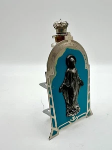 Botella de agua bendita católica vintage y soporte corona de corcho tapón cruz en relieve - Imagen 1 de 11