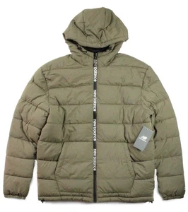 New Balance Mens Jacket M Puffer Tech Hooded Quilted Insulated Zip-Up Olive NEW - Picture 1 of 8