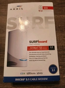 ARRIS S33 SURFboard DOCSIS 3.1 Multi-Gigabit Cable Modem 2,5 Gbps Port Ethernet - Zdjęcie 1 z 4