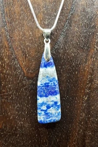 [3] Hochwertiger echter Lapislazuli Stein Freiform Anhänger Halskette AUSWAHL KETTE - Bild 1 von 29