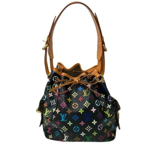 LOUIS VUITTON Petit Noe Monogram Multicolor Schwarz M42230 Schultertasche Auth Gebraucht - Bild 1 von 12