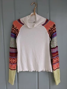 Free People Prism Fair Isle Sweater Womens XS Ivory Extra Small Boho NWT New - Picture 1 of 12