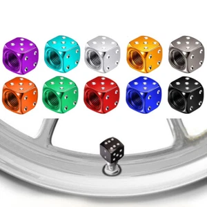 4pcs Metal Dice Wheel Valve Stem Tire Cap Trims For Car/Bike/Truck Dust Cover - Picture 1 of 33