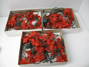 Vintage Designers Deluxe ausgefallene Weihnachtsbeleuchtung 3 Sets 60 rote Weihnachtsstern Blume - Bild 1 von 8