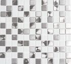 Płytka mozaikowa / mieszanka stali biała przezroczysta mieszanka metali ściana typ: 49-0104_b