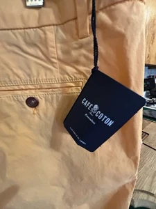Men’s Chinos NWT 38x34 Coton Cafè France Europe Sz 48 ORANGE Sherbet Tight Fit - Picture 1 of 8