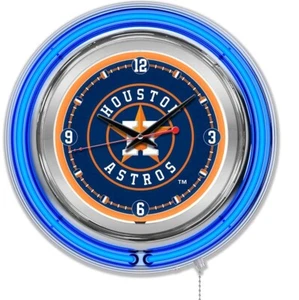 NEW - Houston Astros 15" Double Neon Wall Clock, Clk15MLBHou - Picture 1 of 3