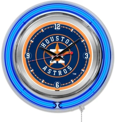 NEW - Houston Astros 15" Double Neon Wall Clock, Clk15MLBHou - Image 1 of 3