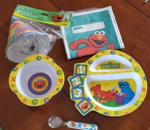 The First Years Elmo Lot Plate Bowl Cup New Party Hats Loot Bags Sesame Street - Picture 1 of 10