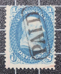 Scott 63 1 Cent Franklin gebraucht schöne Briefmarke SOHN bezahlt gestempelt SCV 45,00 $ - Bild 1 von 2