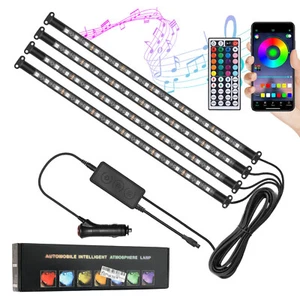 12V Car RGB Interior Ambient LED Strip Light APP Music Control Atmosphere Lamps - Picture 1 of 9