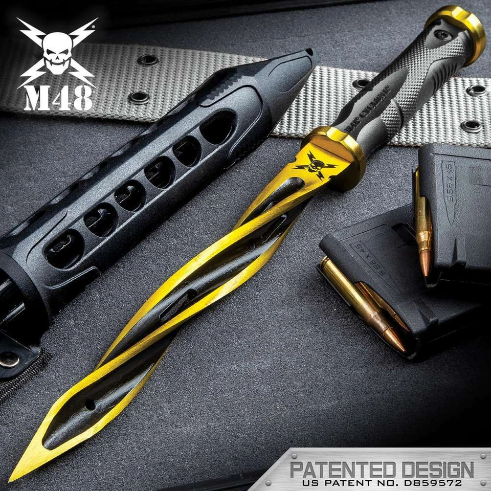 Faca M48 Cyclone Gold Solar Flare Twister Tri Dagger Spike UC3163GLA 2Cr13 nova - Imagem 1 de 4