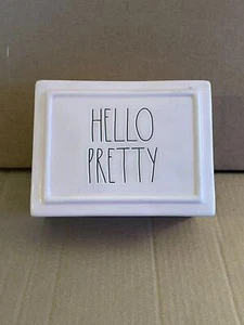 RAE DUNN "HELLO PRETTY" Light Pink Ceramic Jewelry/Trinket/Storage Box - Picture 1 of 9