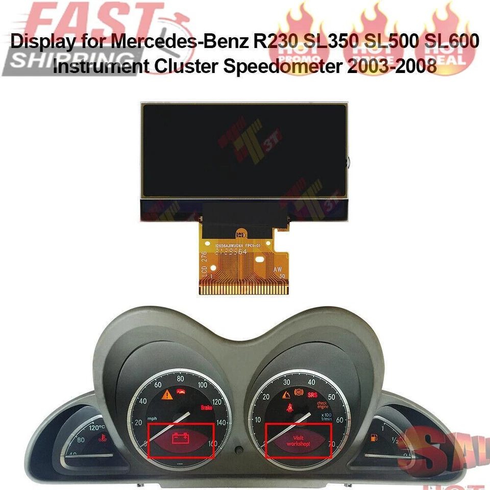 Display for Mercedes-Benz R230 SL350 SL500 SL600 SL55 AMG Instrument Speedometer - Imagem 1 de 4