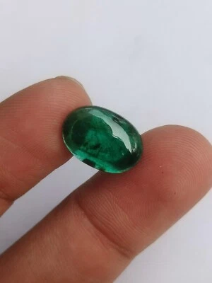 Rebanada de cabujón ovalado de esmeralda fina de Zambia verde profundo de 4,85 quilates para hacer joyas Foto 1 de 4