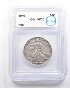 1946 Walking Liberty Half Dollar DDR VF30 ICG *7415 - Picture 1 of 3