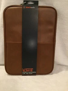 Laptop Sleeve Brown Leather Look Fits Up to 13.3" Padded New Case Blackweb - Picture 1 of 3