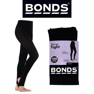 Bonds Stirrup Tights Womens Pantyhose Stockings 100 Denier Black HXKC1N - Picture 1 of 6