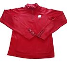 Adidas Mens 1/4 Zip Small Red Long Sleeve University of Wisconsin Track Top