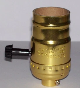 LEVITON 3-WAY TURN KNOB LAMP SOCKET BRASS PLATED FOR 3 WAY BULB 30104J - Picture 1 of 3