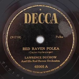 Lawrence Duchow - Red Raven Polka/Zelena 1939 10" 78 rpm Shellac Record 45005 - Picture 1 of 17