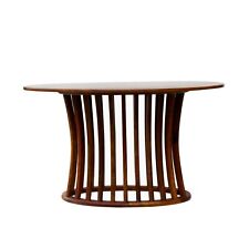 Chinese Oval Light Brown Rosewood Entryway Foyer Pedestal Table cs5066