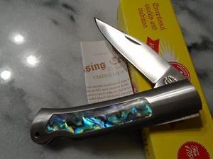 Kissing Crane Genuine Abalone Lockback Pocket Knife Folder KC5505 6.20" OA New - Picture 1 of 12