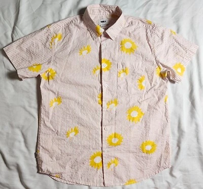 Obey Organic Men's Shirt Pink Floral 100% Cotton Short Sleeve Size Small Button - Image 1 of 4