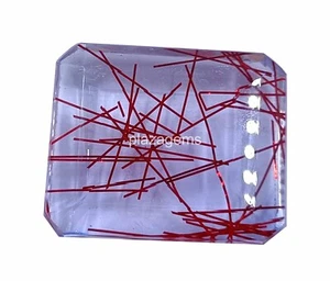 Red Rutilated Quartz 132 Ct Certified Emerald Cut Loose Gemstone 38x31mm 4SUO - Picture 1 of 7