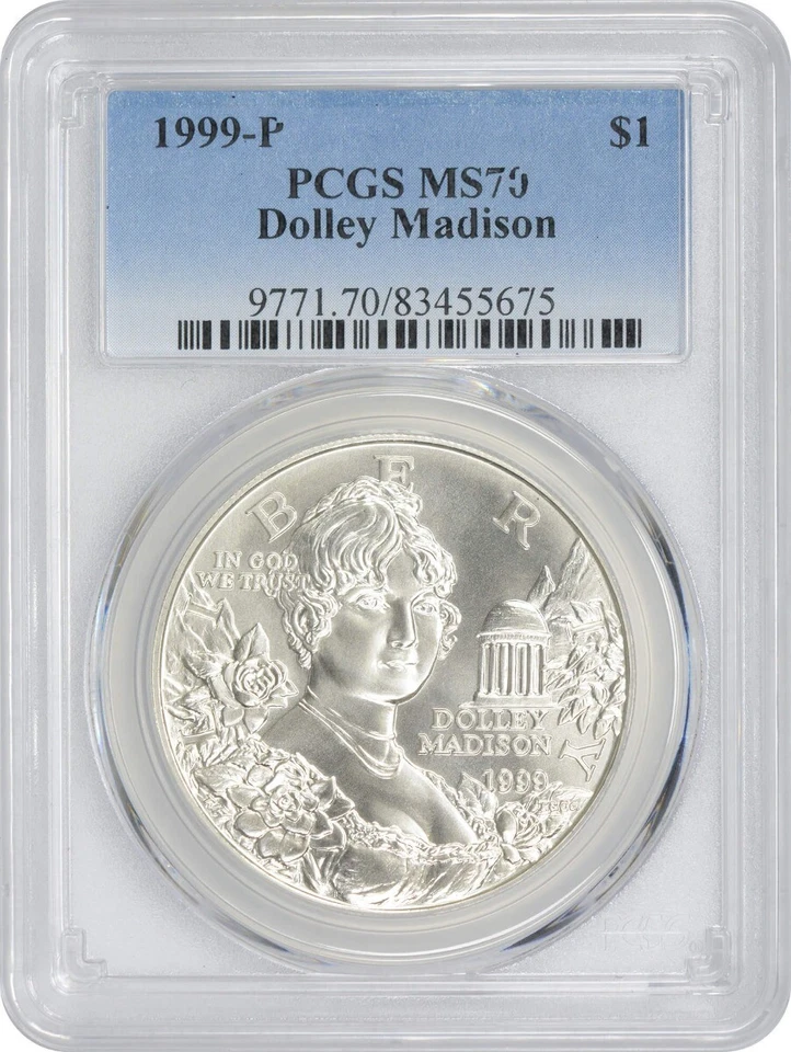 1999-P Dolley Madison Silver Commemorative Dollar MS70 PCGS Mint State 70 - Image 1 of 2