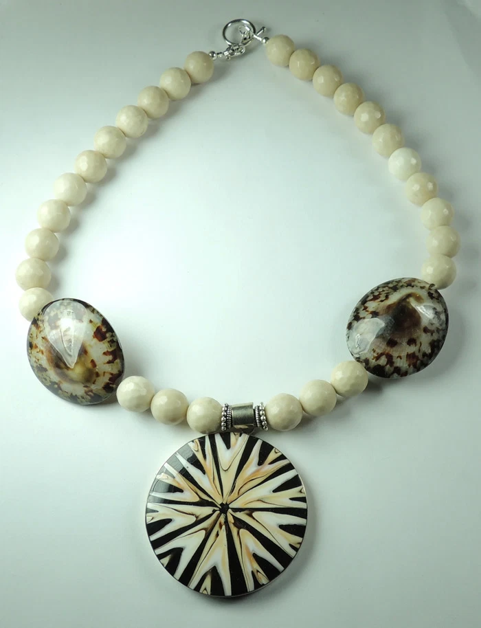 Statement Shell Necklace with Jasper Sterling Silver Beach Wedding - Image 1 of 1