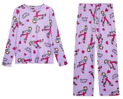 GROOVY CHICK Minky Fleece Pyjamas Ladies Women 6 to 24 Soft Touch PJs Primark - Image 1 of 4